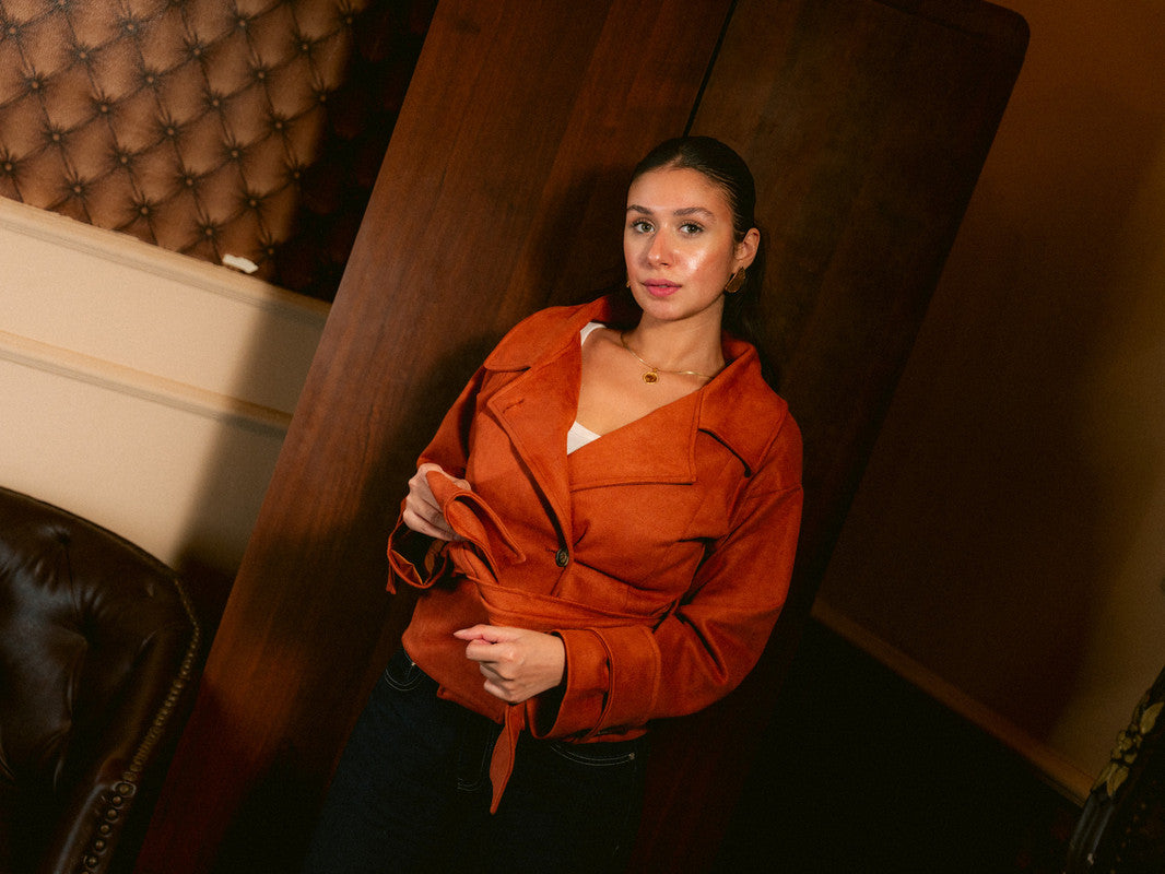 Suede Belted Wrap Coat – Havan