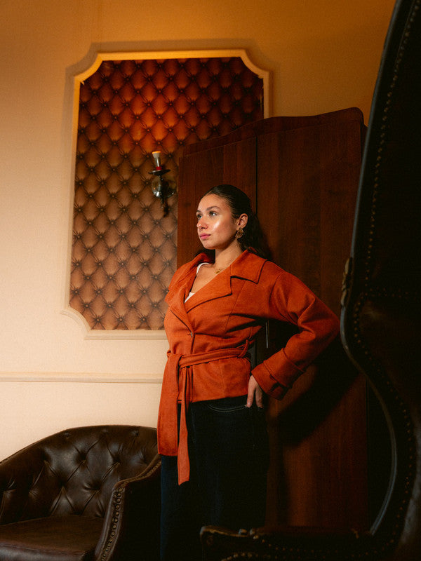 Suede Belted Wrap Coat – Havan