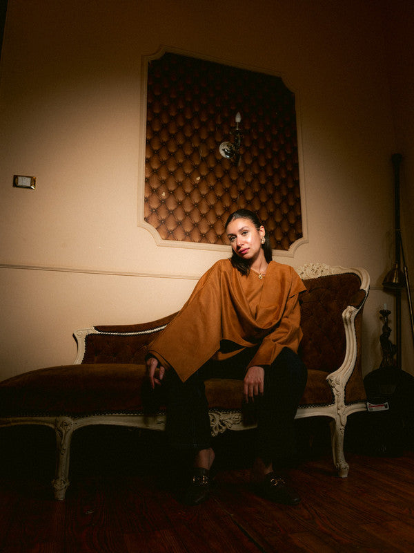 Suede Solid Poncho – Beige