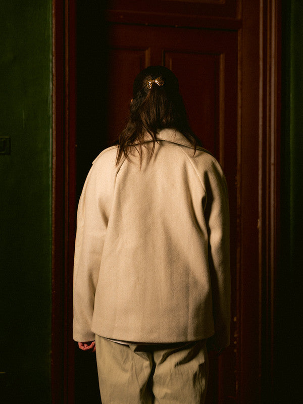 Wool Solid Button Jacket – Light Beige