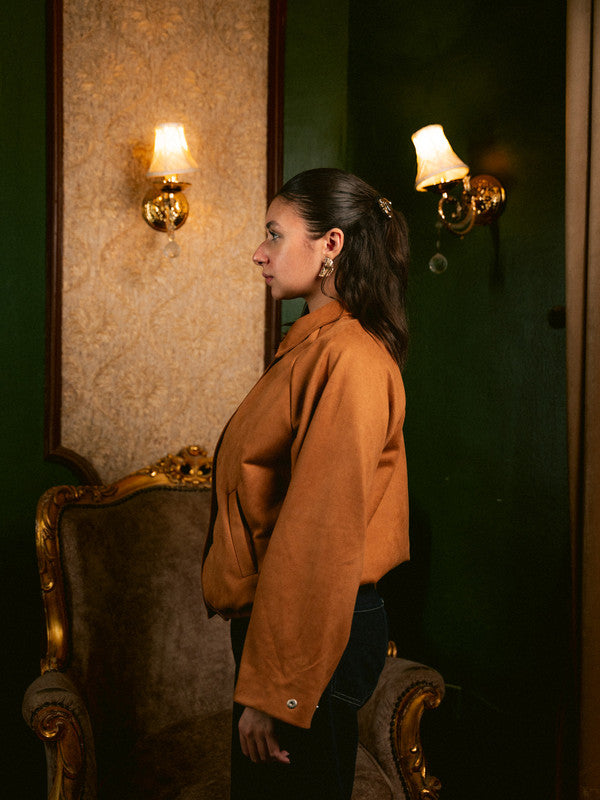 Suede Zip Jacket – Beige