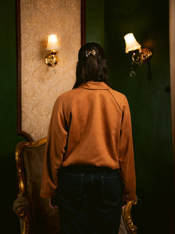 Suede Zip Jacket – Beige