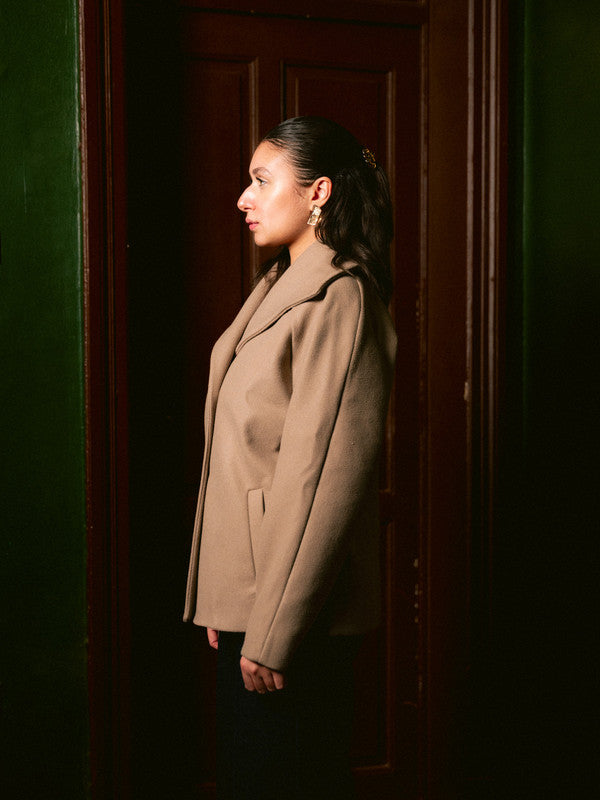 Wool Solid Button Jacket – Café