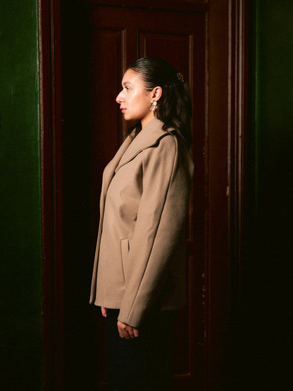 Wool Solid Button Jacket – Café