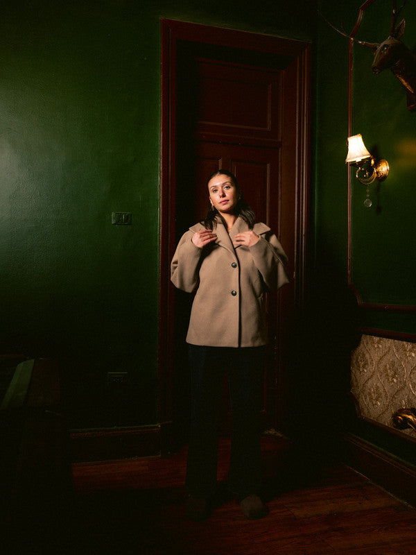Wool Solid Button Jacket – Café