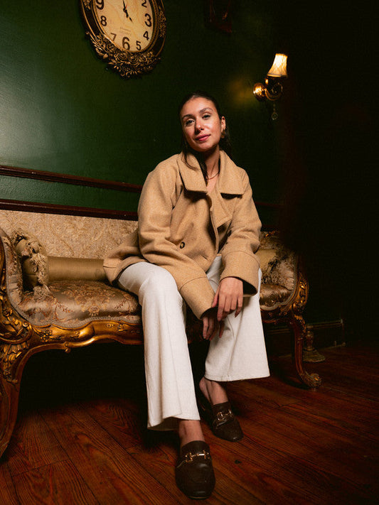 Wool Double-Breasted Jacket – Café