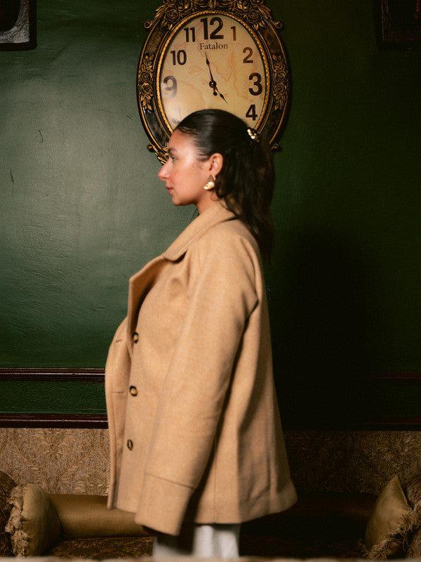 Wool Double-Breasted Jacket – Café