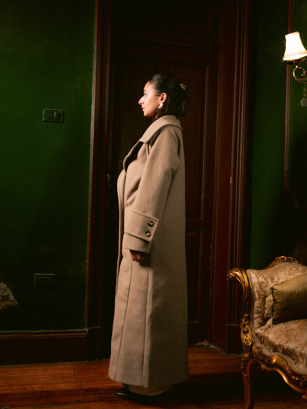 Wool Double-Breasted Coat – Café