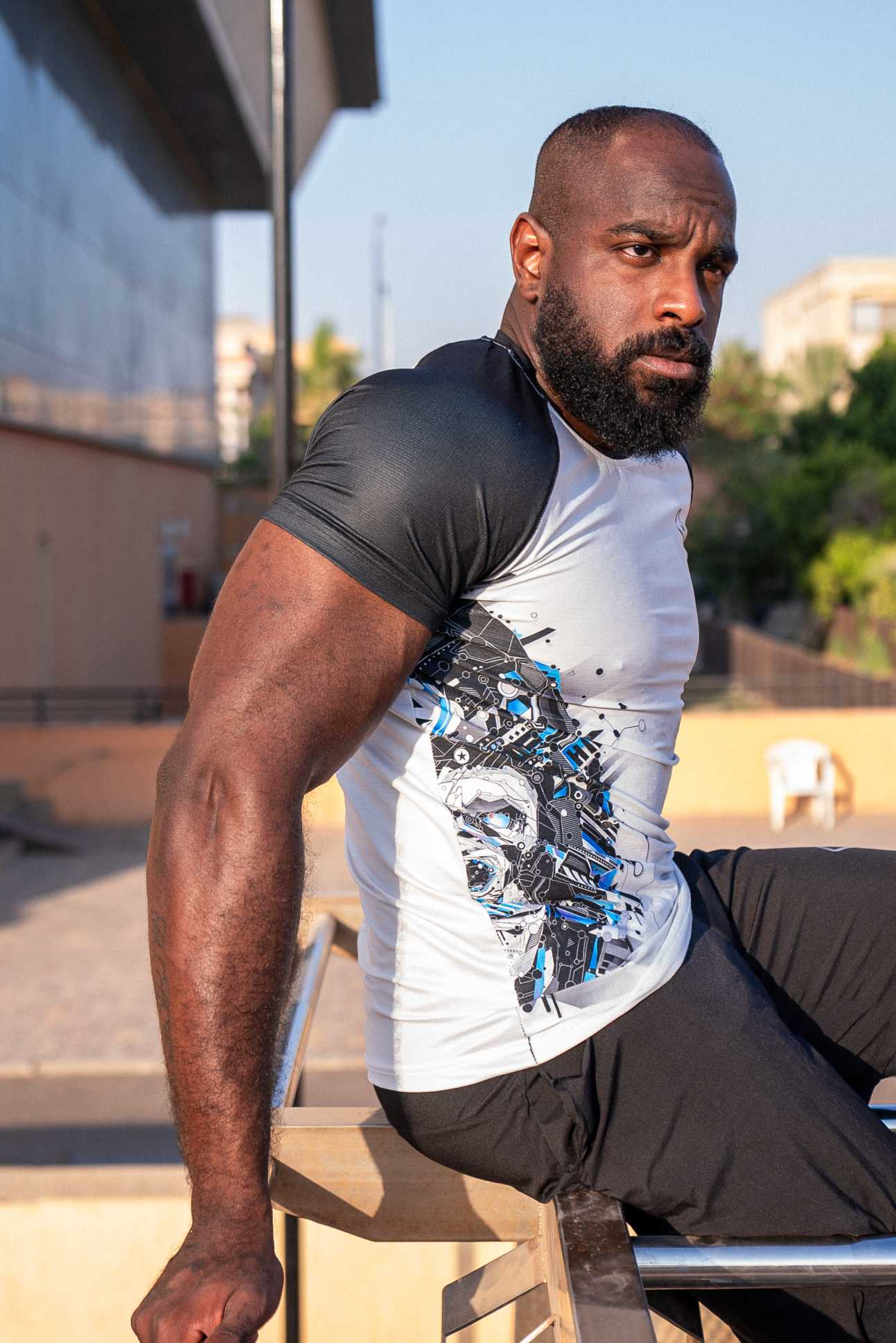 Synthetic Cyber Wave Compression T-shirt - Multicolor