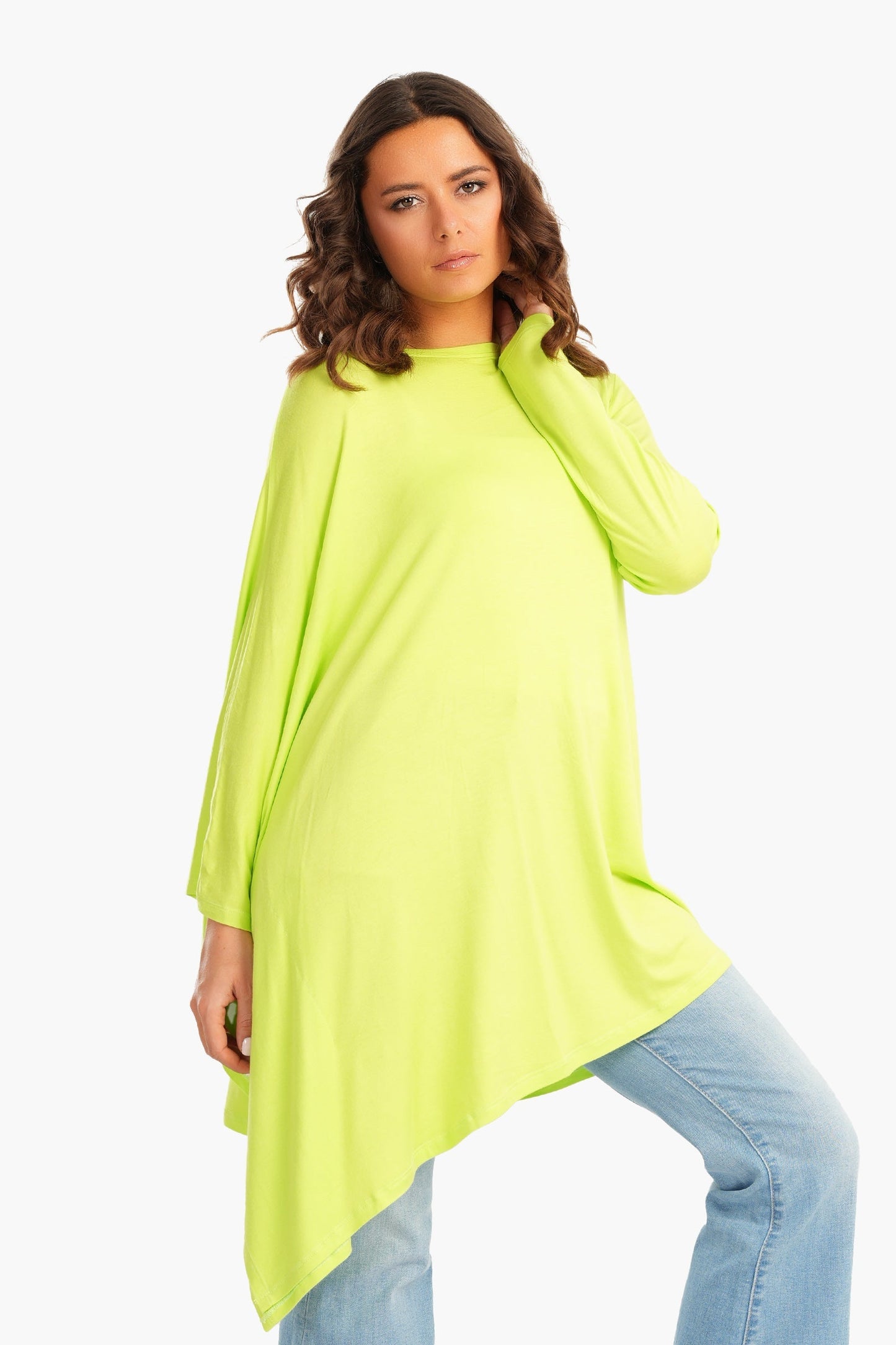 Viscose Plain Blouse with Batwing Sleeve