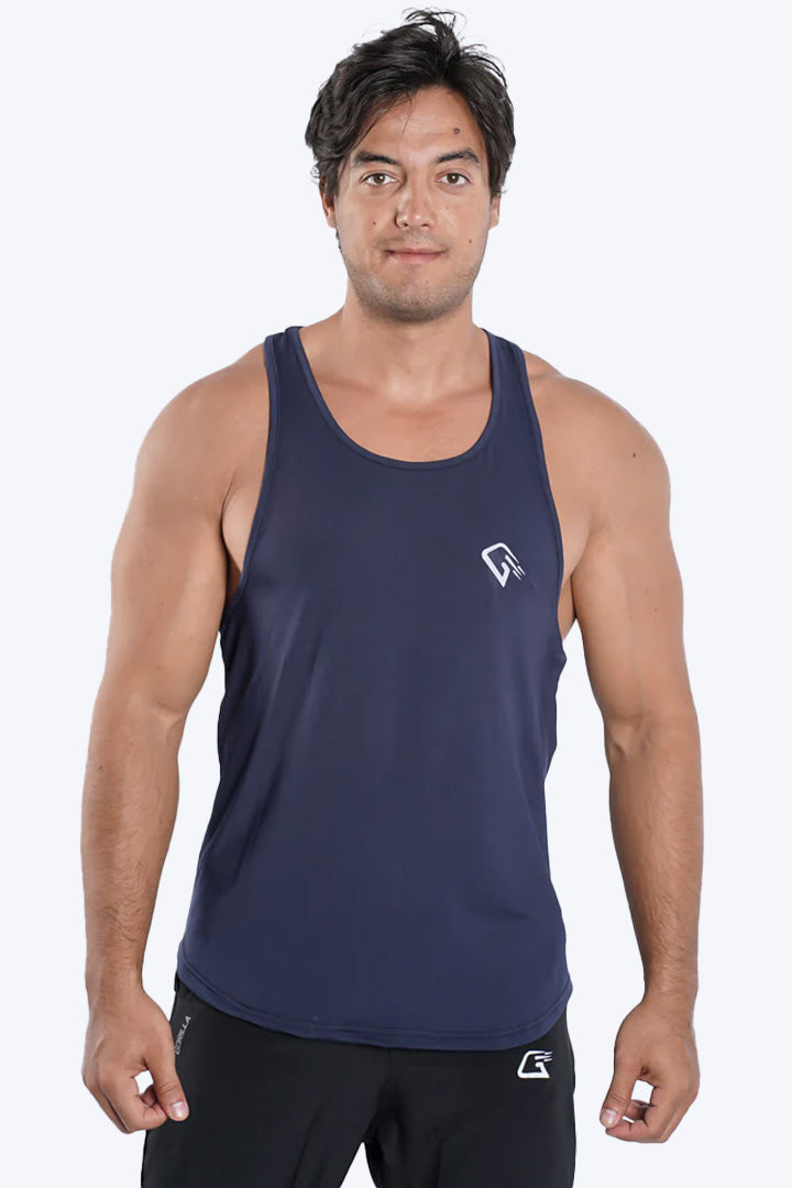 Synthetic Elara Danika Sleeveless T-Shirt - Navy