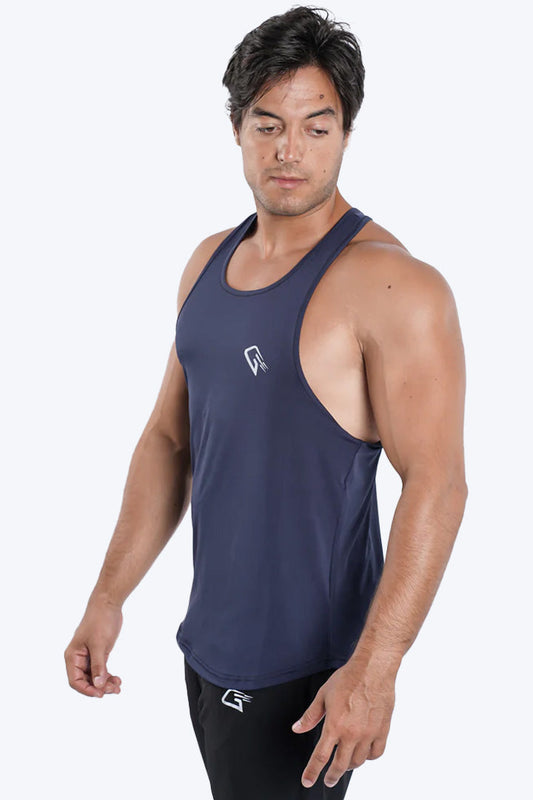 Synthetic Elara Danika Sleeveless T-Shirt - Navy