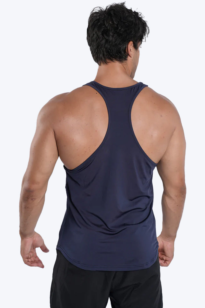 Synthetic Elara Danika Sleeveless T-Shirt - Navy