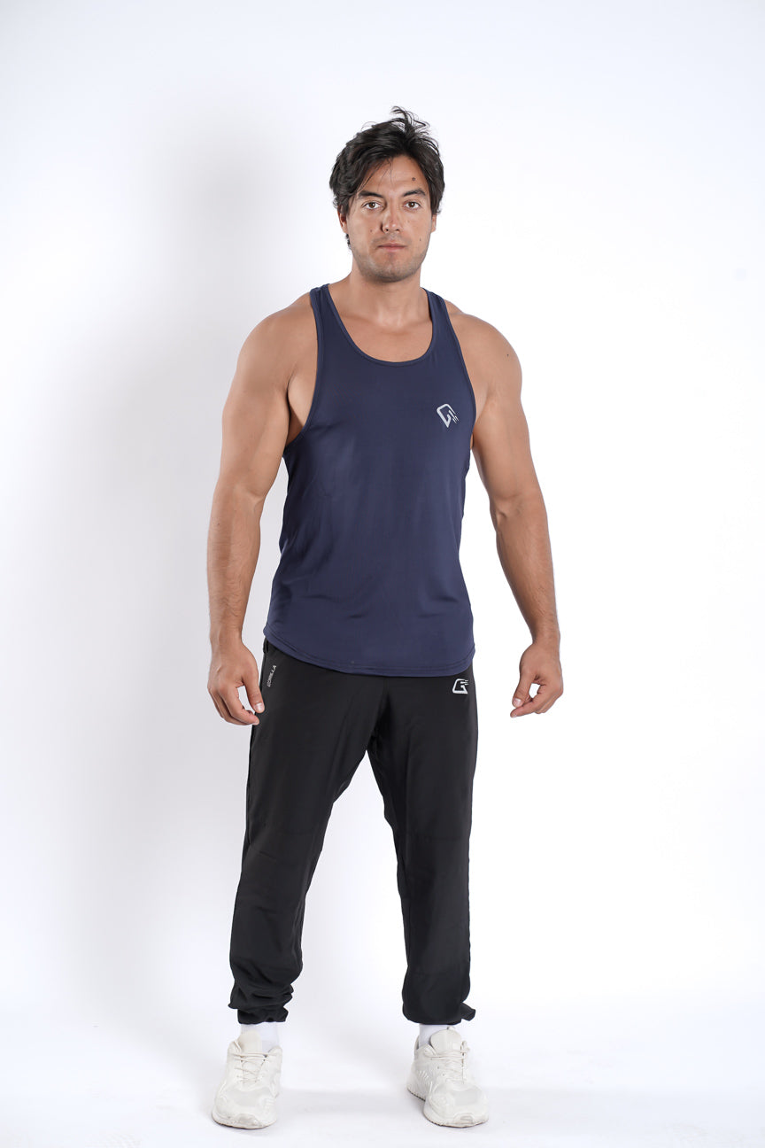 Synthetic Elara Danika Sleeveless T-Shirt - Navy