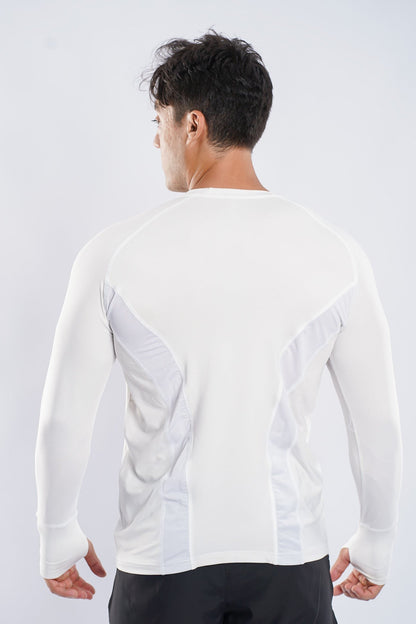Synthetic Turbo Mesh Long Sleeve Shirt - White