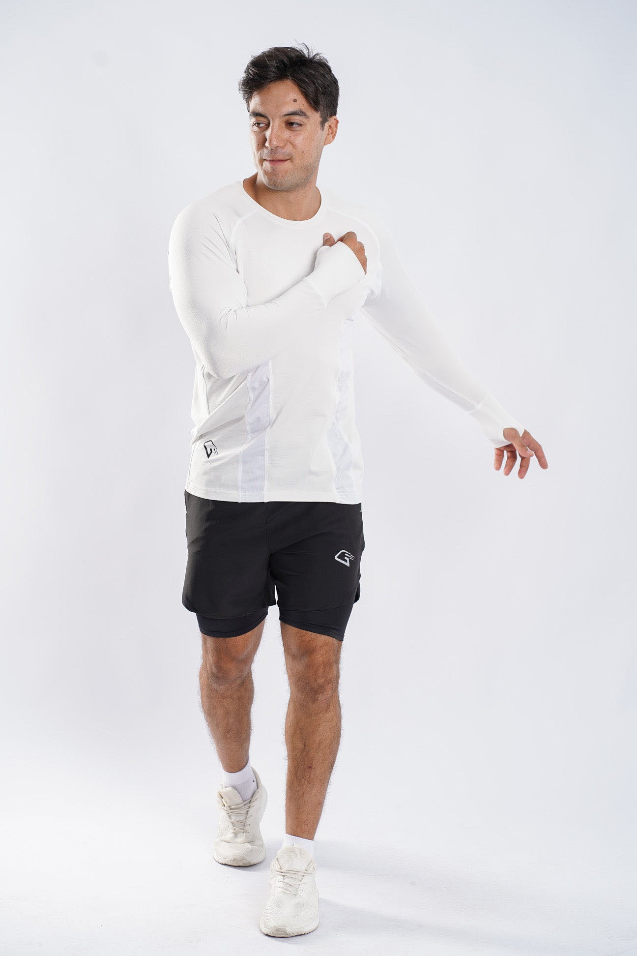 Synthetic Turbo Mesh Long Sleeve Shirt - White