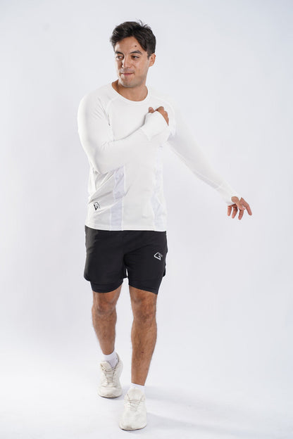Synthetic Turbo Mesh Long Sleeve Shirt - White