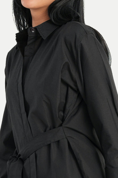Cotton Shirt with Waist Belt