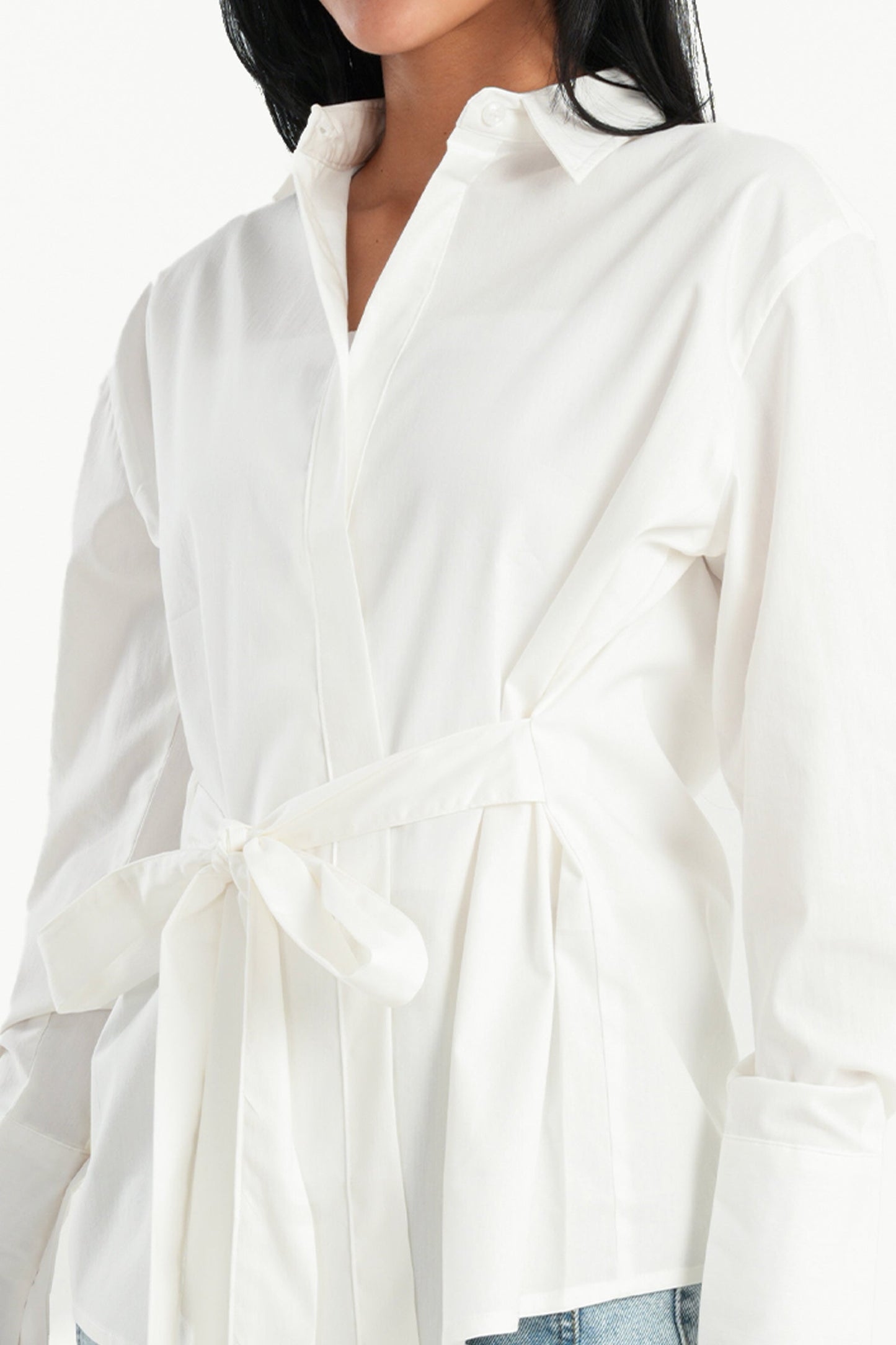 Cotton Shirt with Waist Belt