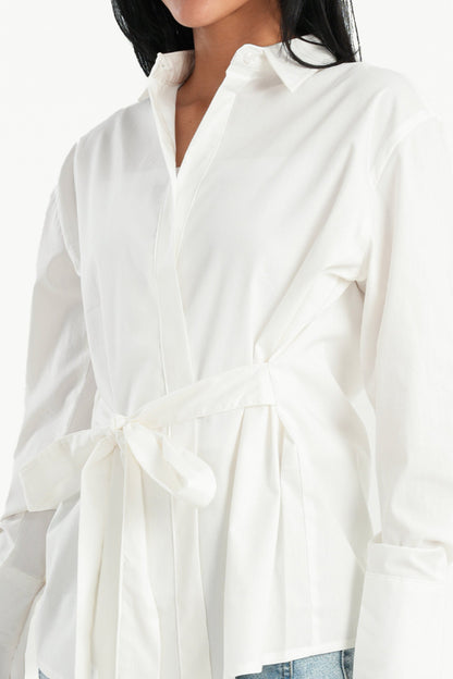 Cotton Shirt with Waist Belt