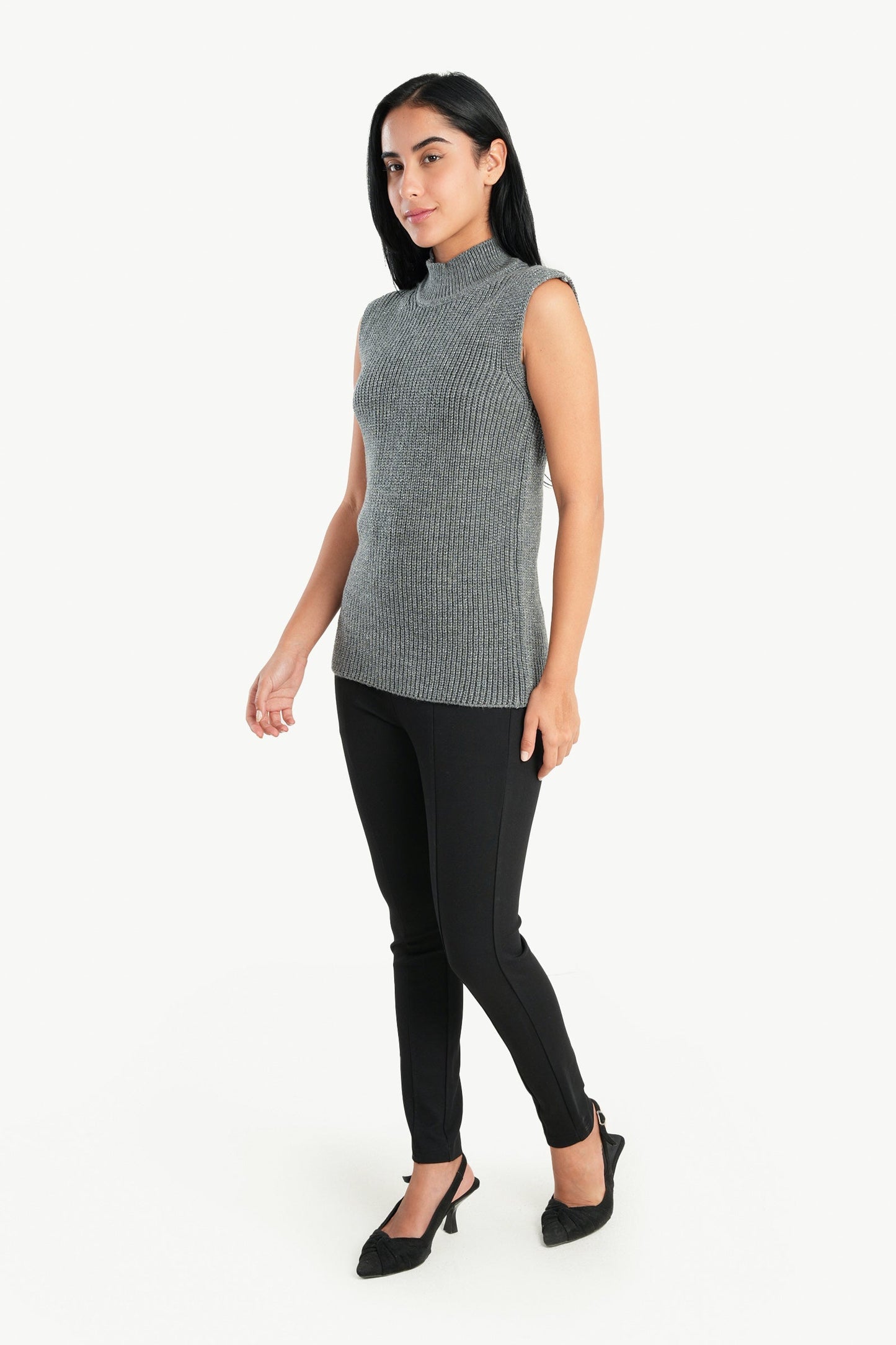 High Neck Ribbed Pullover