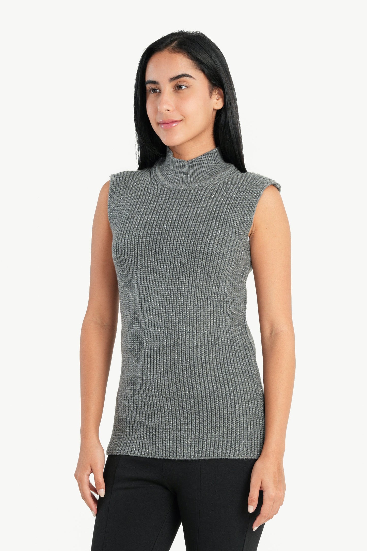 High Neck Ribbed Pullover