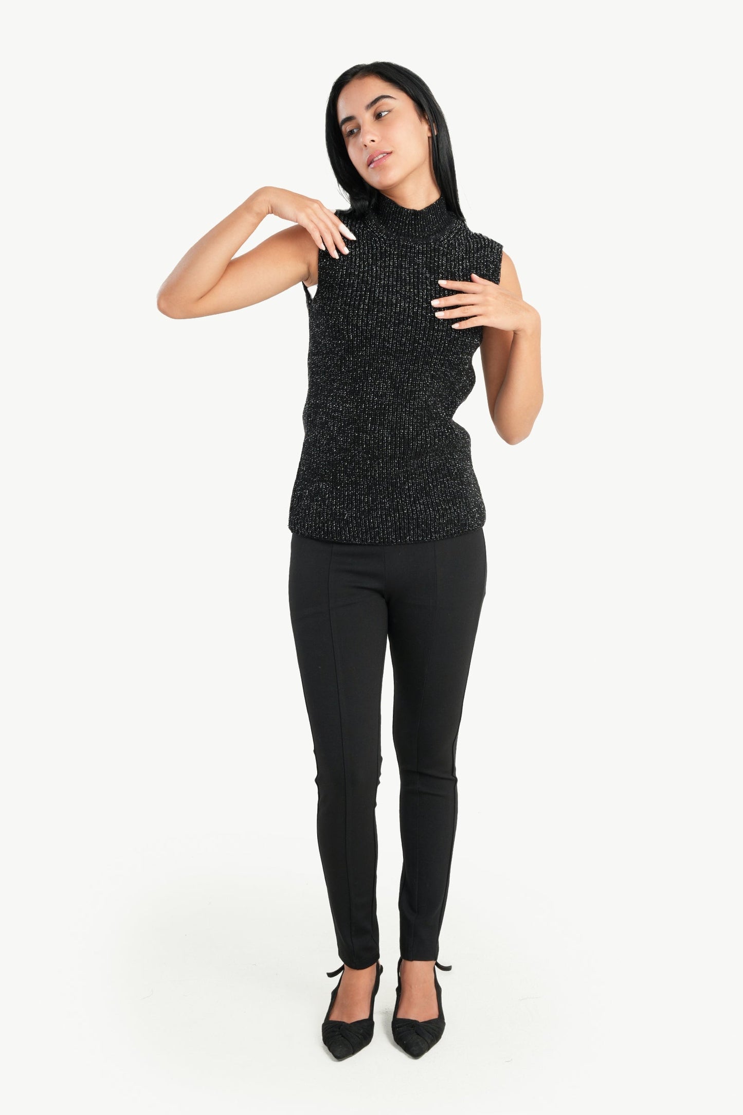 High Neck Ribbed Pullover