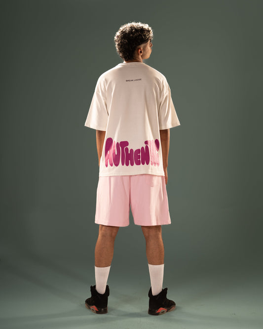 Relaxed Fit Summer Melton Shorts - Soft Pastel Pink