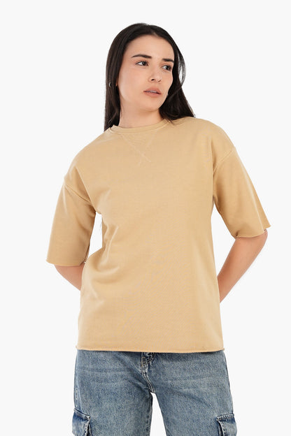 Ribbed Crew Neck T-Shirt