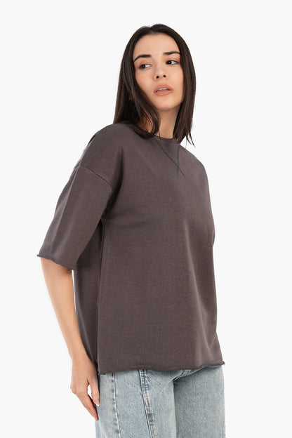Ribbed Crew Neck T-Shirt