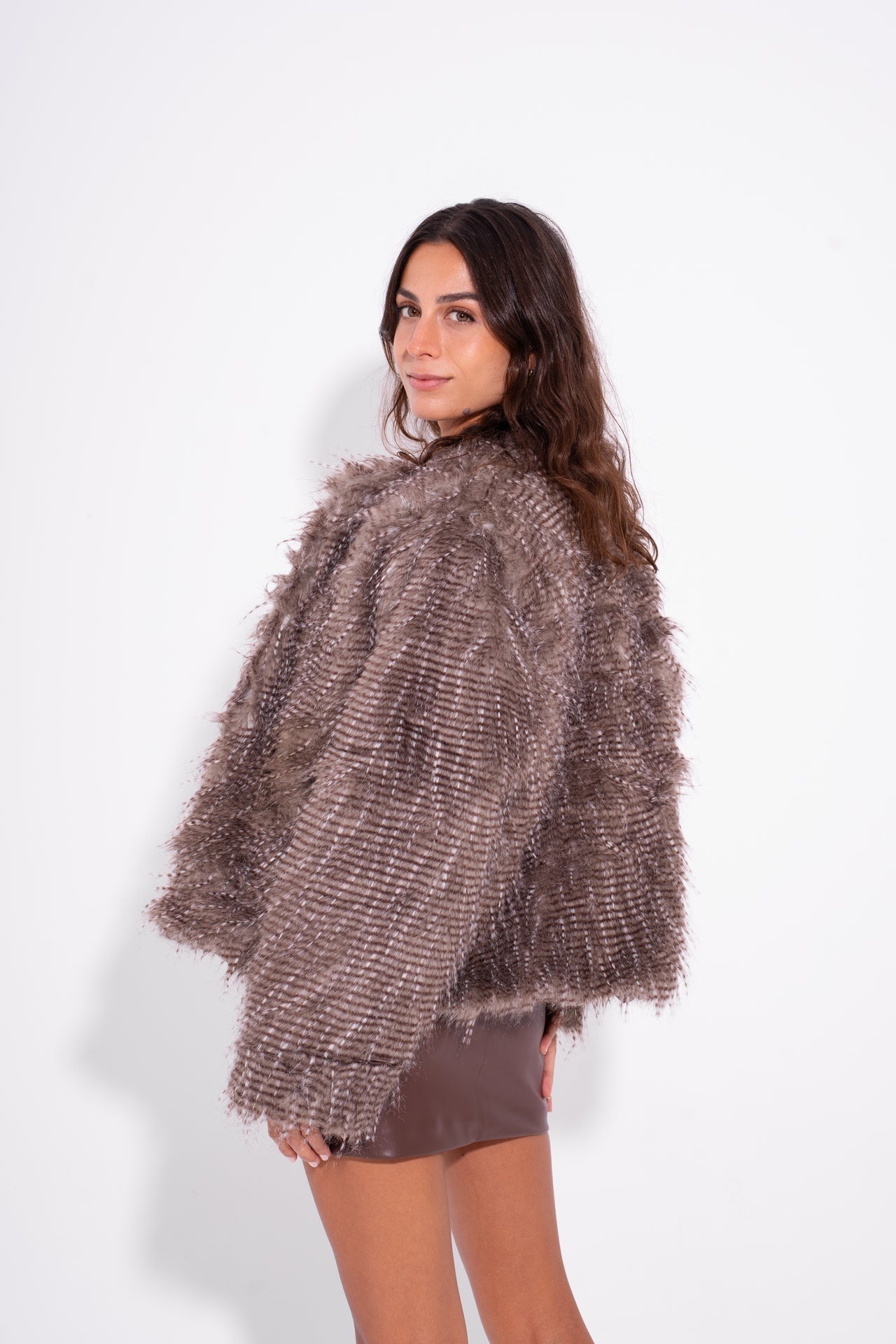 Faux Fur Short Jacket – Café