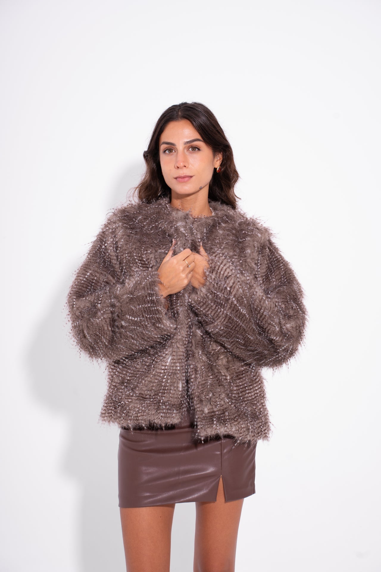 Faux Fur Short Jacket – Café
