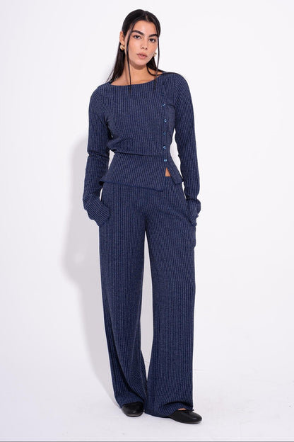 Wool Buttoned Tailored Blazer – Baby Blue