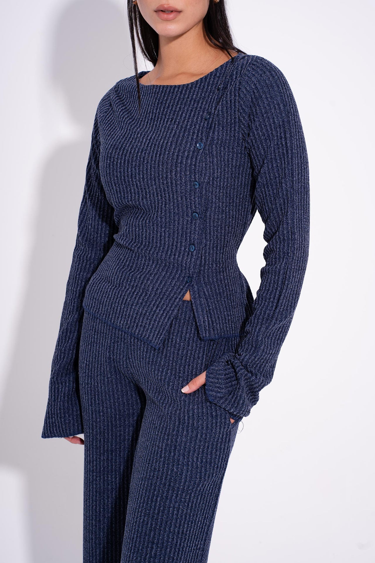 Wool Buttoned Tailored Blazer – Baby Blue