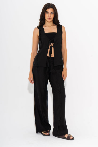 Poplin Co-Ord Beach Set - Black