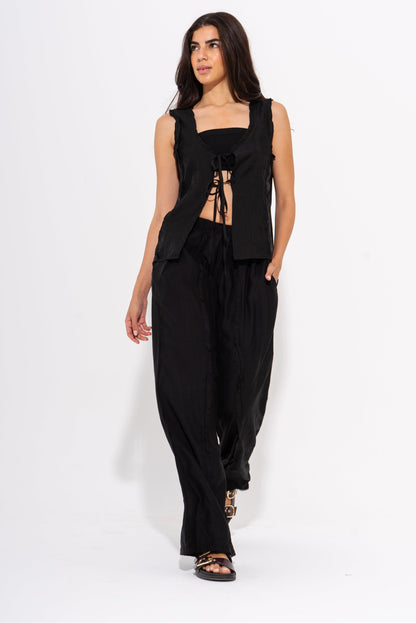 Poplin Co-Ord Beach Set - Black