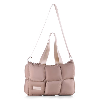 Waterproof Soft Quilted Shoulder Bag - Brown