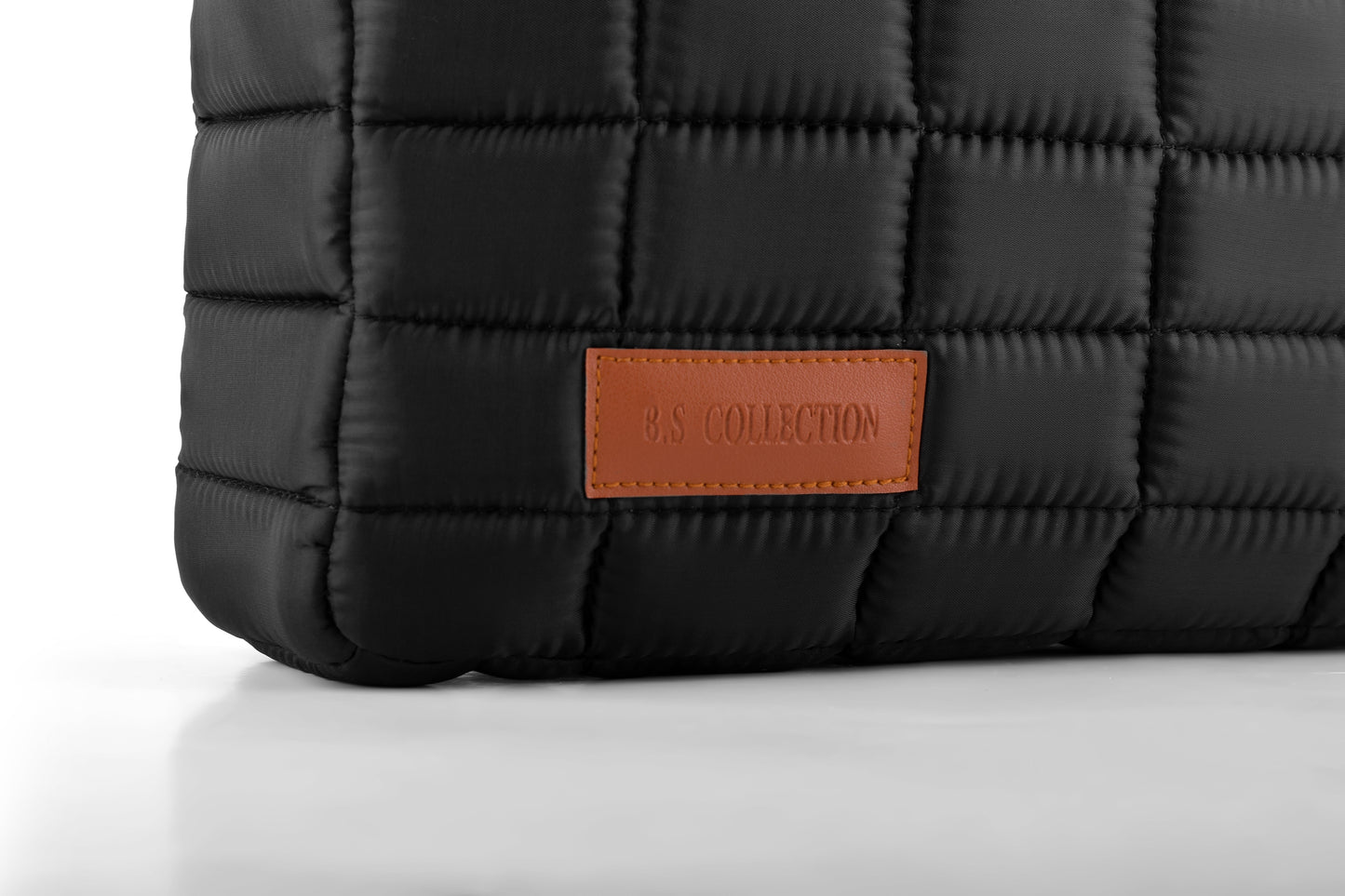 Soft Quilted Fabric Shoulder Bag - Black