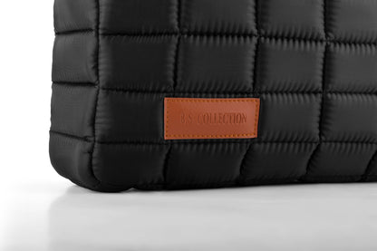 Soft Quilted Fabric Shoulder Bag - Black