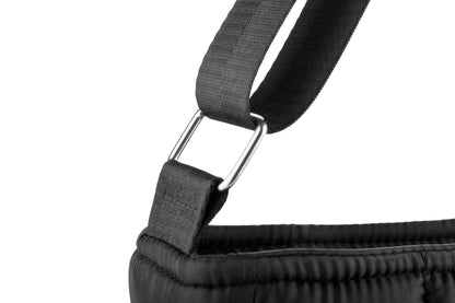 Soft Quilted Fabric Shoulder Bag - Black