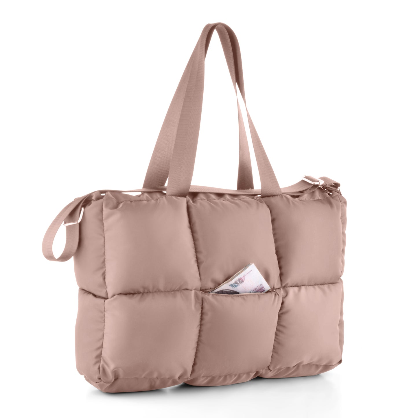 Waterproof Soft Quilted Shoulder Bag - Brown