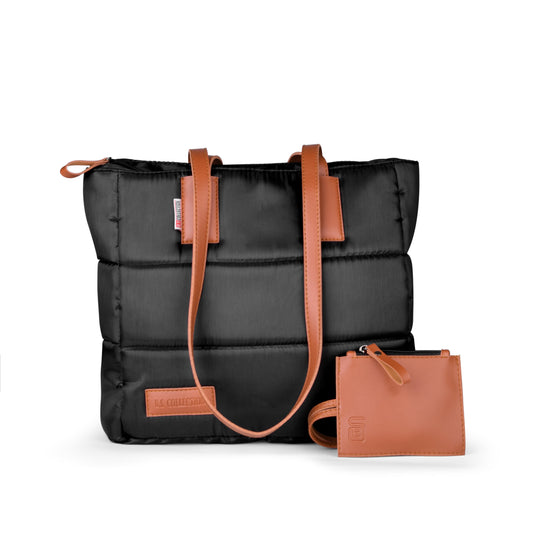 Puffer Medium Size Tote Bag With Wallet - Havana