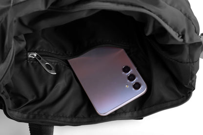 Large Capacity Waterproof Soft Quilted Shoulder Bag - Black.