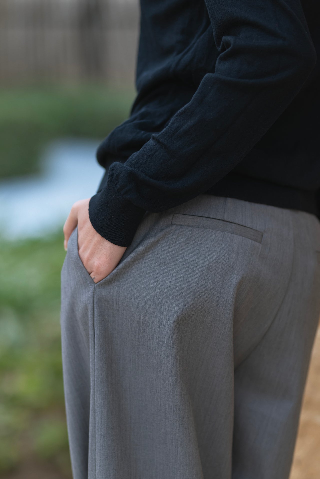 Pleated Wide-Leg Pants - Grey