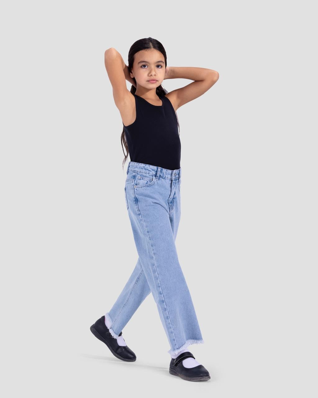 Denim Wide-Leg Jeans – Light Blue