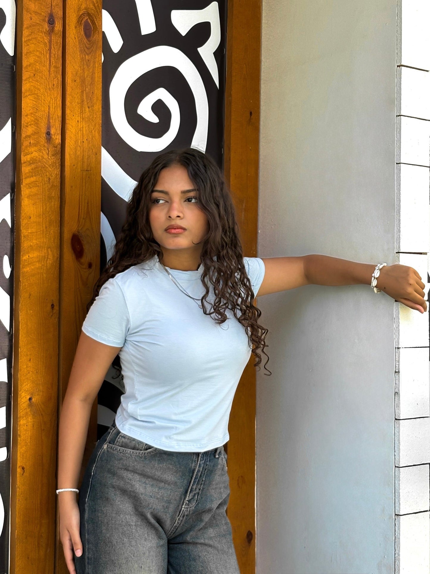 Cotton Basic Fitted T-Shirt – Baby Blue