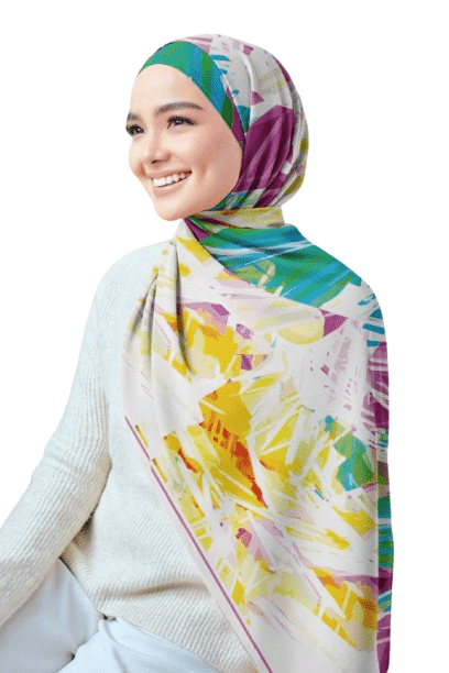 Printed Chiffon Crepe Veil - Multicolor
