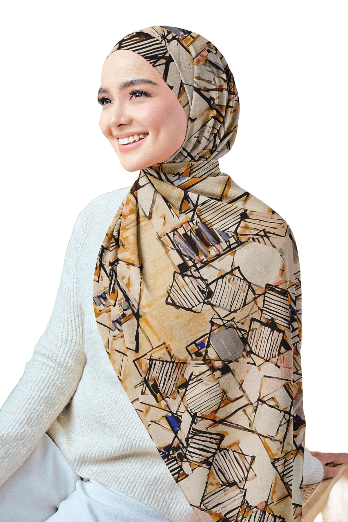 Printed Chiffon Crepe Scarf