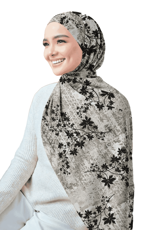 Printed Chiffon Crepe Veil - Multicolor