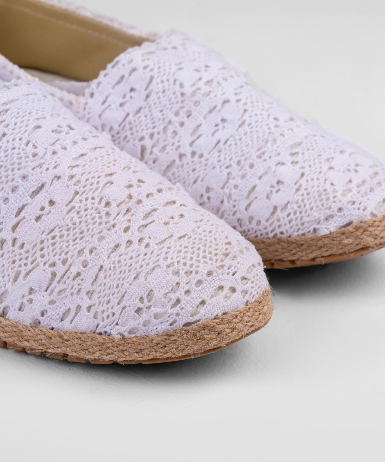 Crochet Lace Flat Espadrille – White